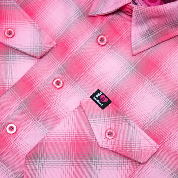 DIXXON x KEEP A BREAST Collab I LOVE BOOBIES Pink Flannel Shirt- Women's 2XL - Picture 2 of 10